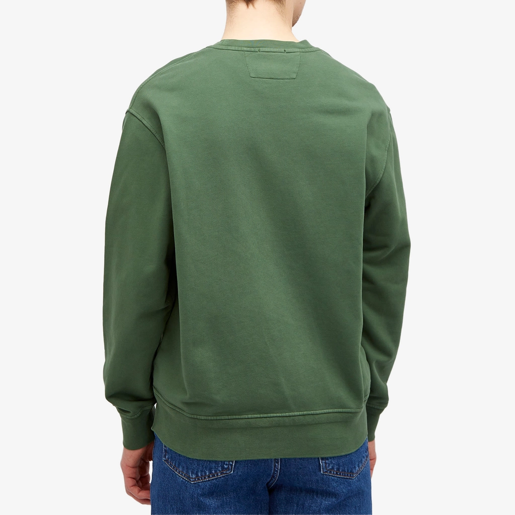 CP Company Men's Cotton Diagonal Fleece Logo Sweatshirt Duck Green